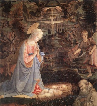 フラ・フィリッポ・リッピ Painting - 聖者の礼拝 1463年 ルネサンス フィリッポ・リッピ
